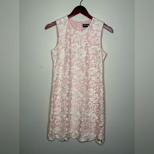 Karl Lagerfeld Baby Pink White Lace Overlay Dress
